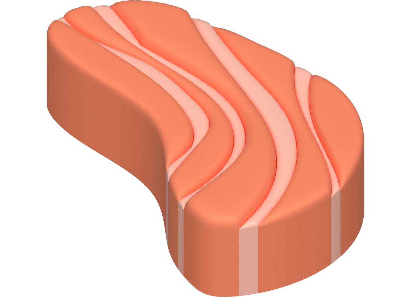 3D illustration, thick slices of raw salmon of fresh sashimi or trout sashimi png