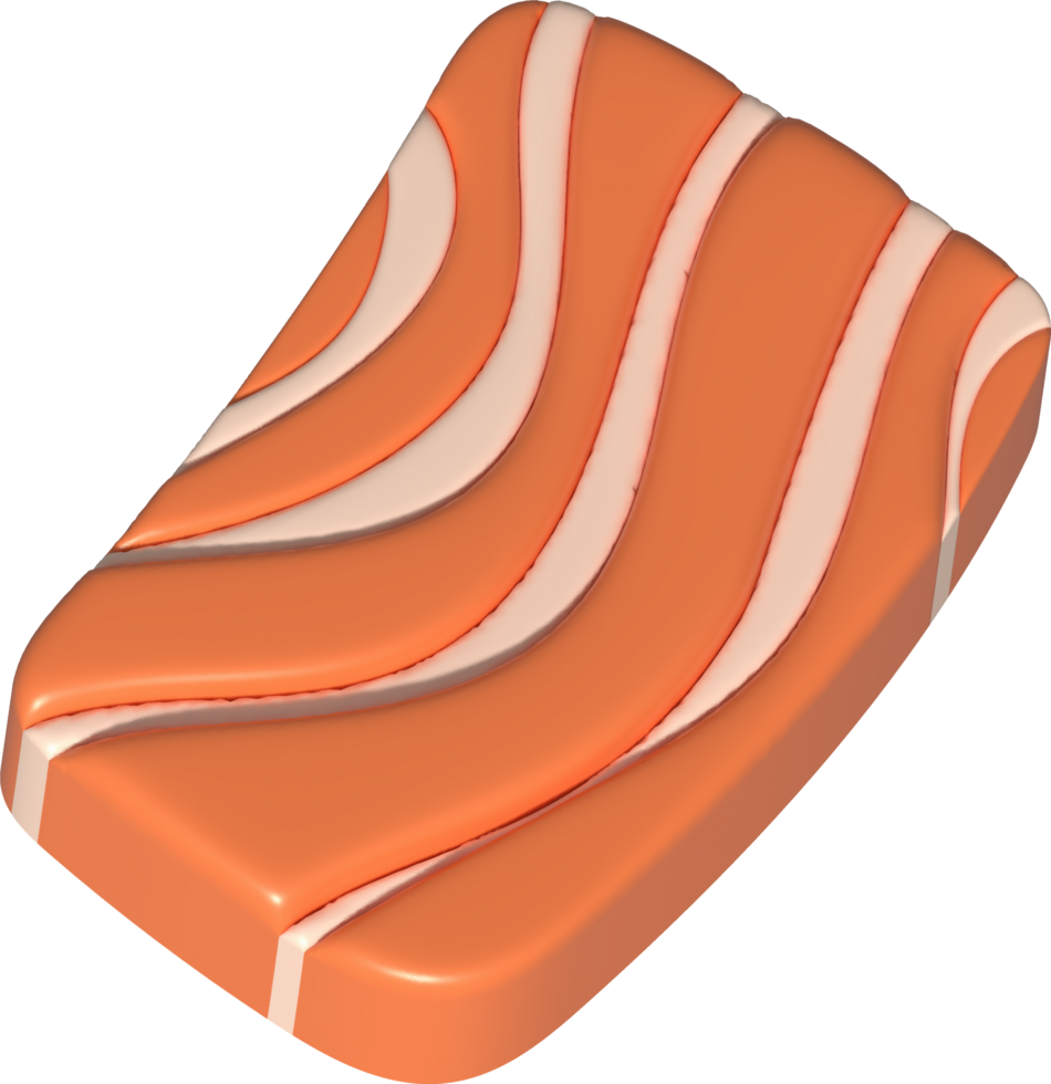 3D illustration, thick slices of raw salmon of fresh sashimi or trout sashimi png