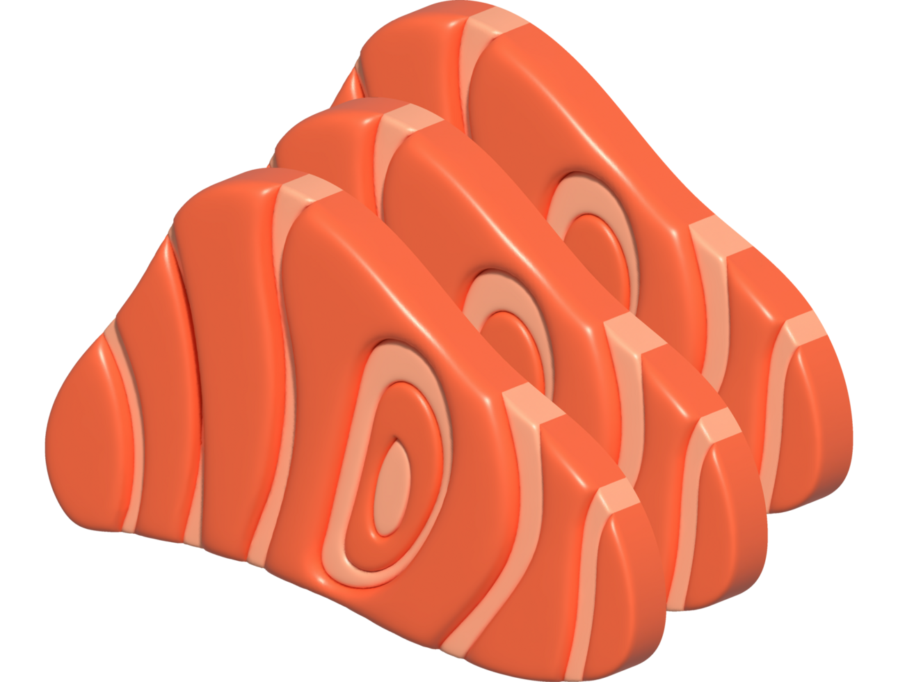 3D illustration, thick slices of raw salmon of fresh sashimi or trout sashimi png