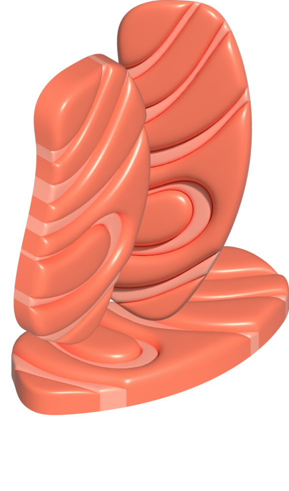 3D illustration, thick slices of raw salmon of fresh sashimi or trout sashimi png