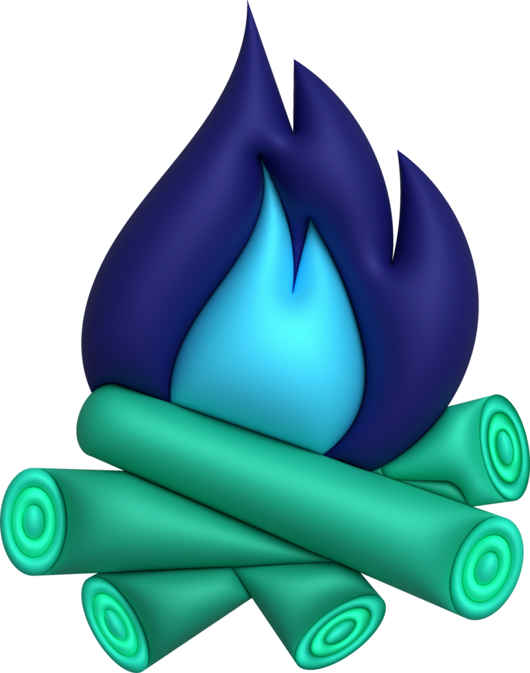 3d illustration. Campfire, fireplace. Travel and adventure symbol, bonfire or wood fire png