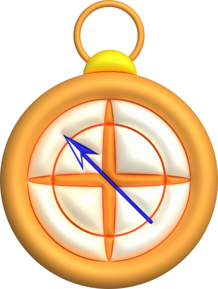 3D illustration. Compass tool. Navigation device. Compass object for navigation and orientation png