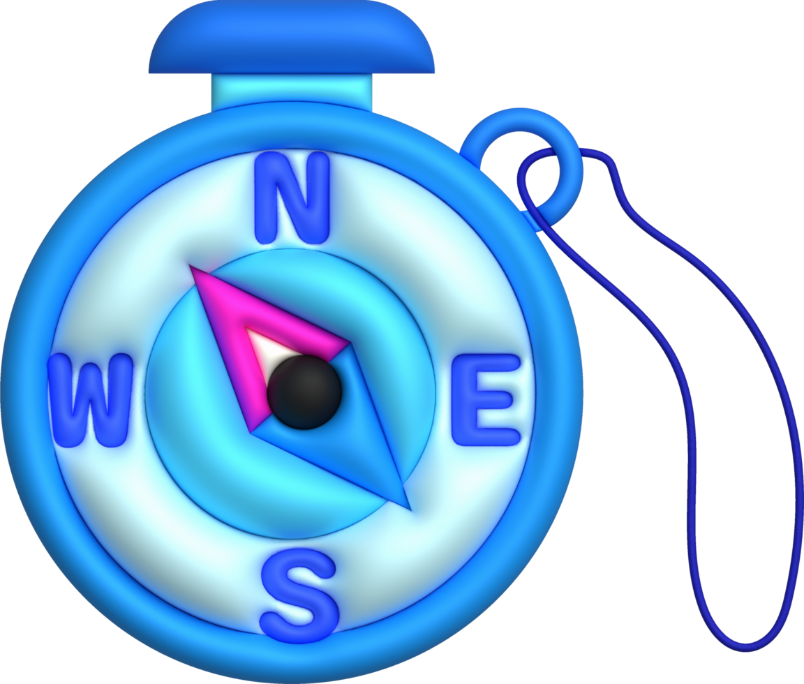 3D illustration. Compass tool. Navigation device. Compass object for navigation and orientation png