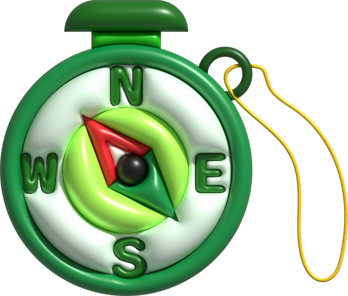 3D illustration. Compass tool. Navigation device. Compass object for navigation and orientation png