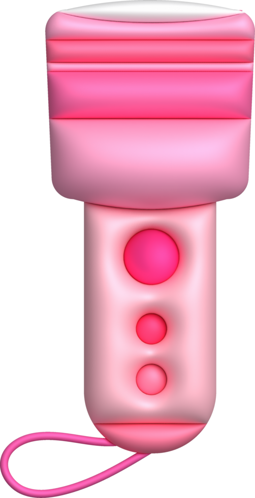 3d illustration flashlight with a bright beam. Electric lamp battery powered. Pocket flashlight png