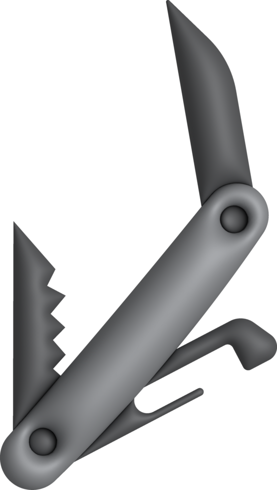 3D illustration folding knife camping, compact expedition knife. Penknife multi-tool. png