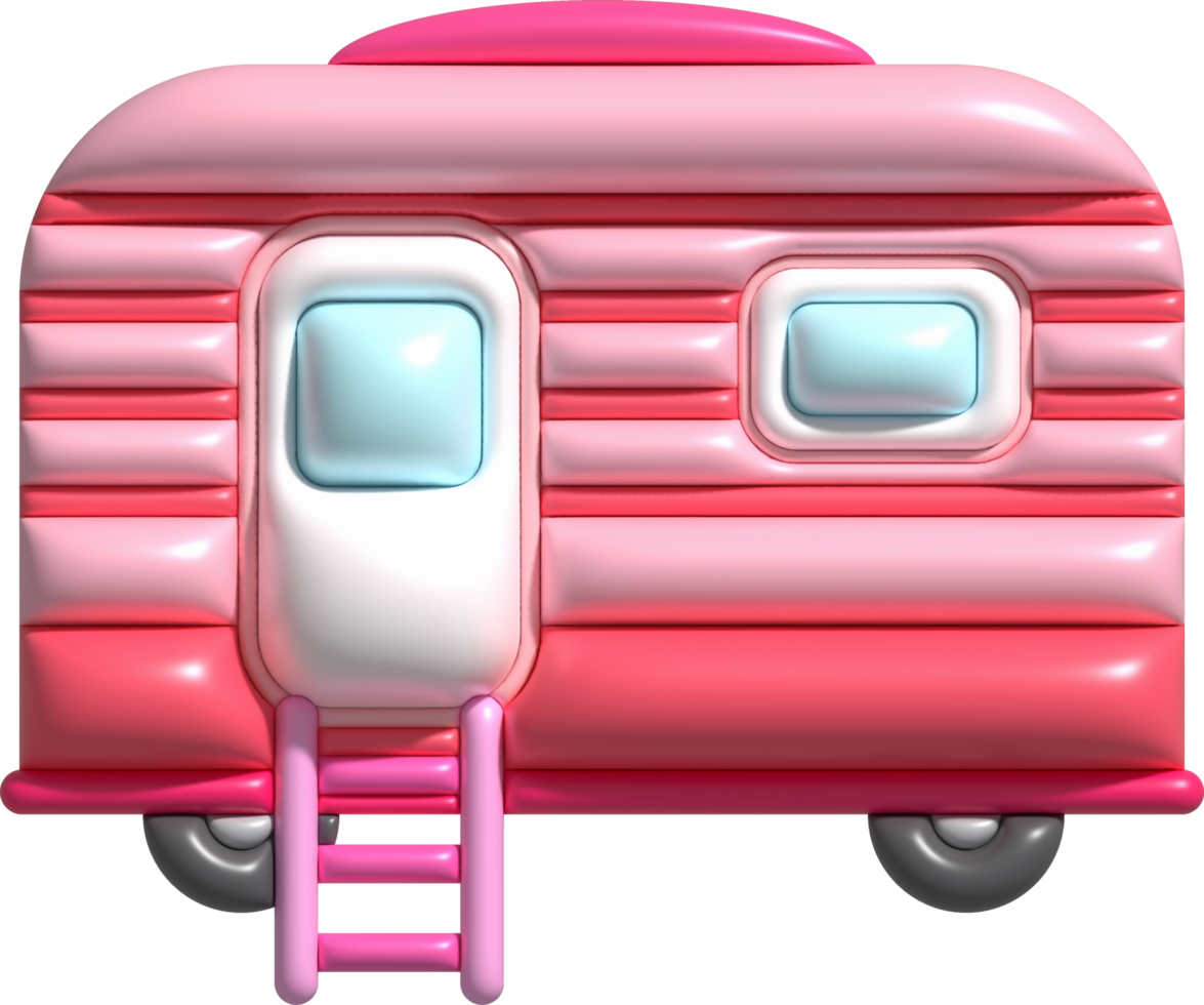 3d illustratie camping caravan auto's en aanhangwagens voertuigen van reizen caravans voor kampeerder. png