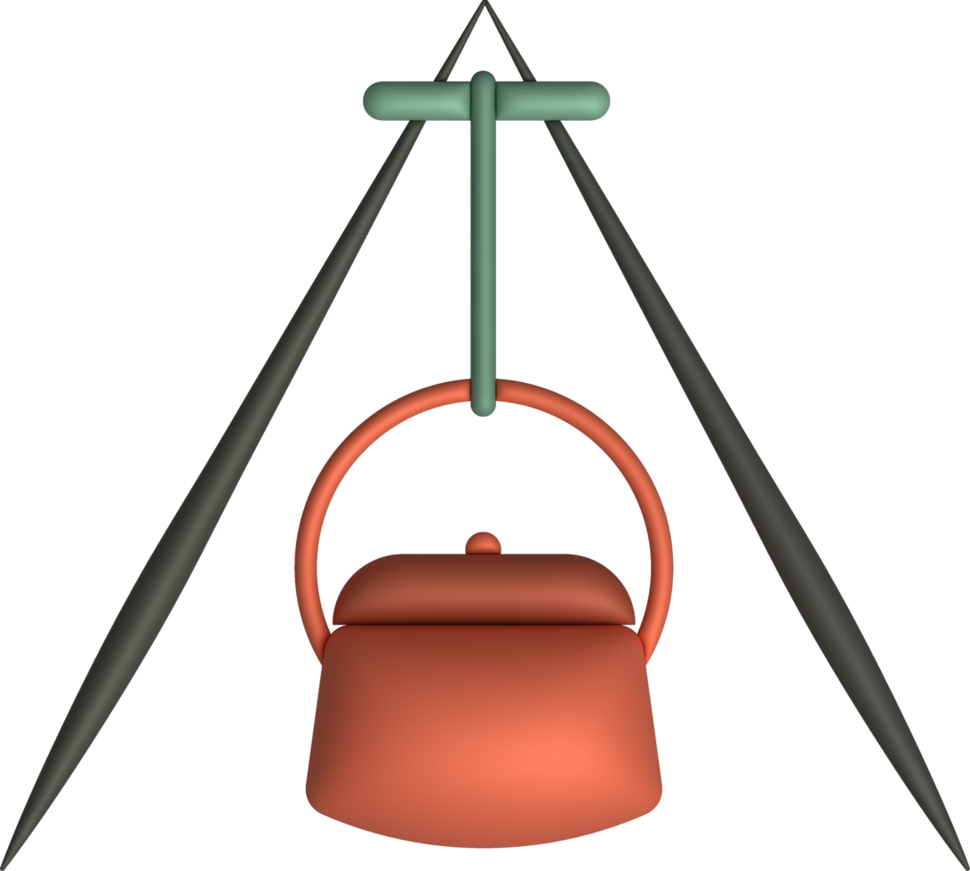 3D illustration. Camping stove cooking pot. png