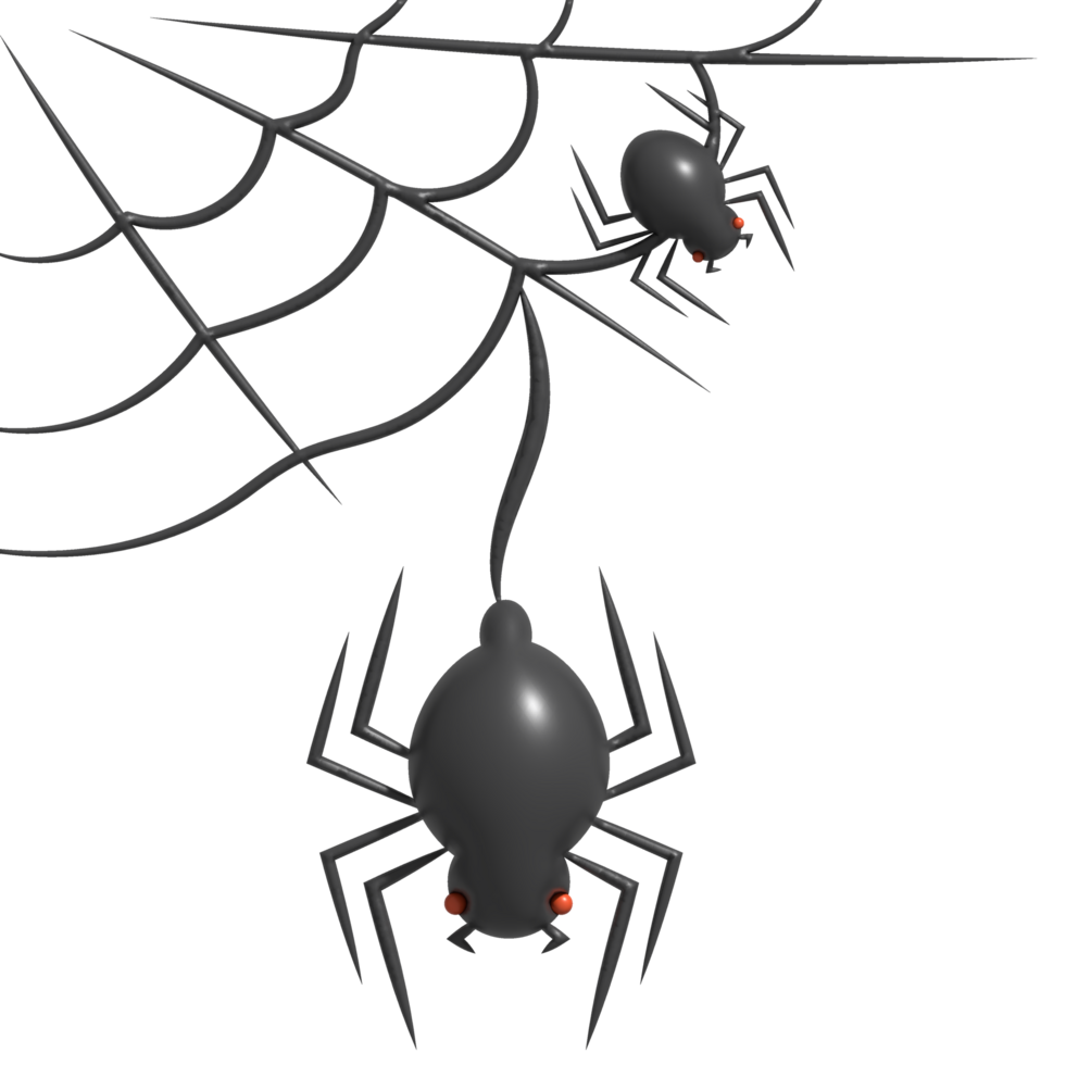 3d illustration. Halloween spiders and cobwebs. png
