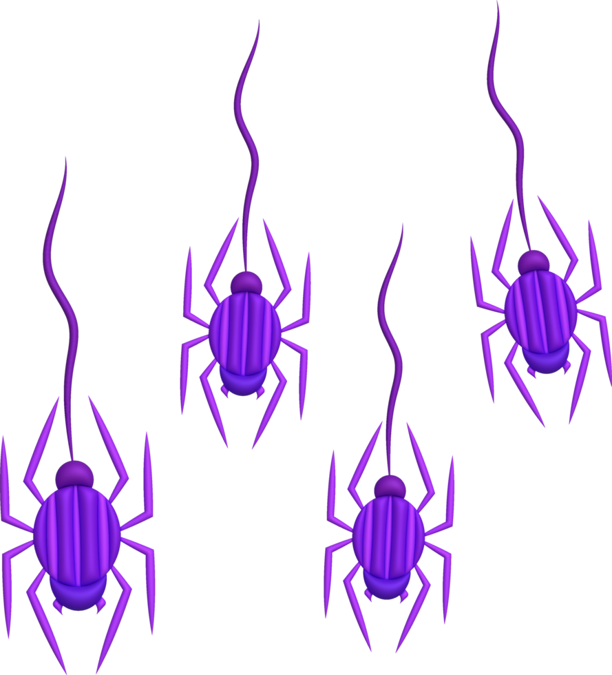 3d illustration. Halloween spiders and cobwebs. png