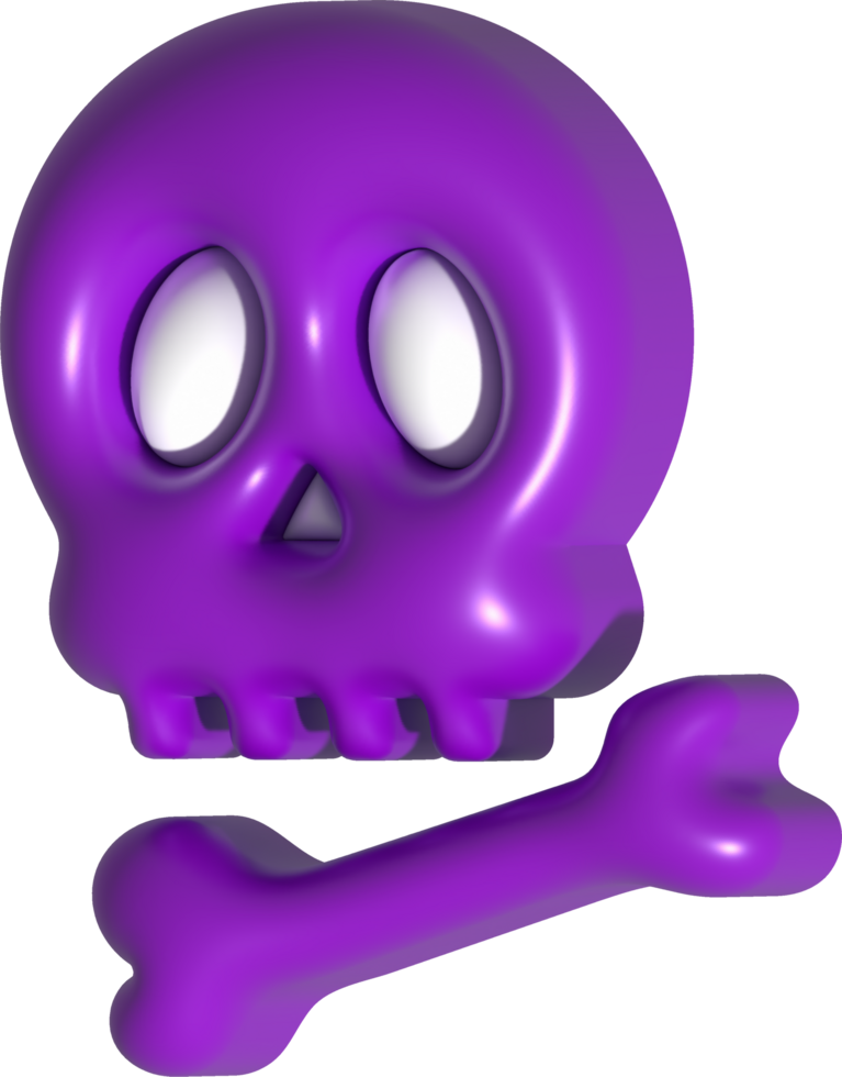 3D illustration. Face of a devil skull and bones for Halloween. png