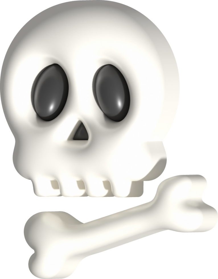 3D illustration. Face of a devil skull and bones for Halloween. png