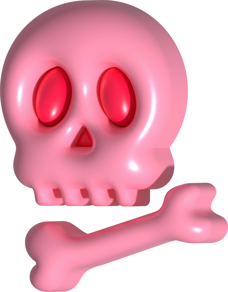 3D illustration. Face of a devil skull and bones for Halloween. png