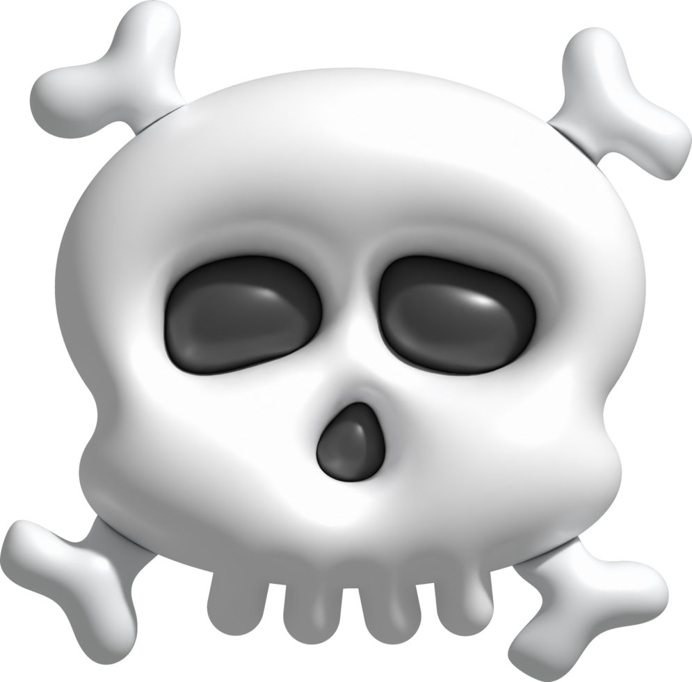 3d Illustration. Gesicht von ein Teufel Schädel und Knochen zum Halloween. png