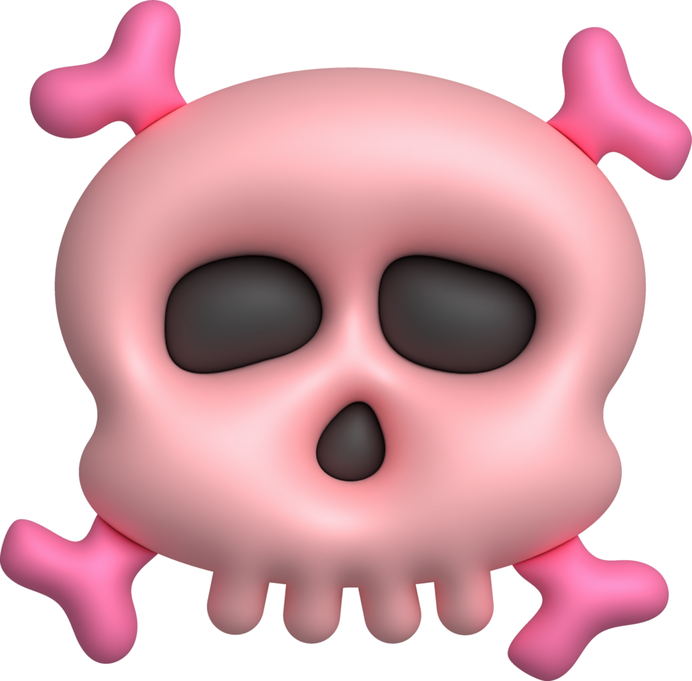 3D illustration. Face of a devil skull and bones for Halloween. png