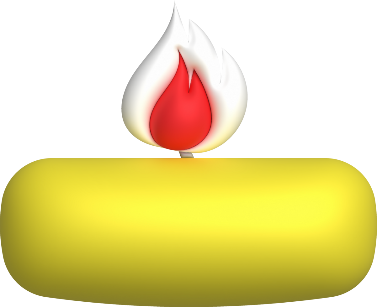3d icon. Burning candle melting and burning flame. png