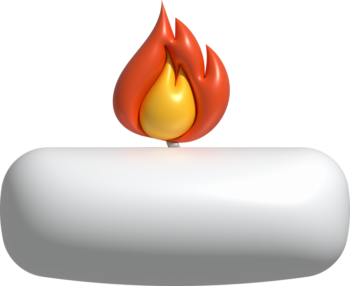 3d icon. Burning candle melting and burning flame. 26914352 PNG