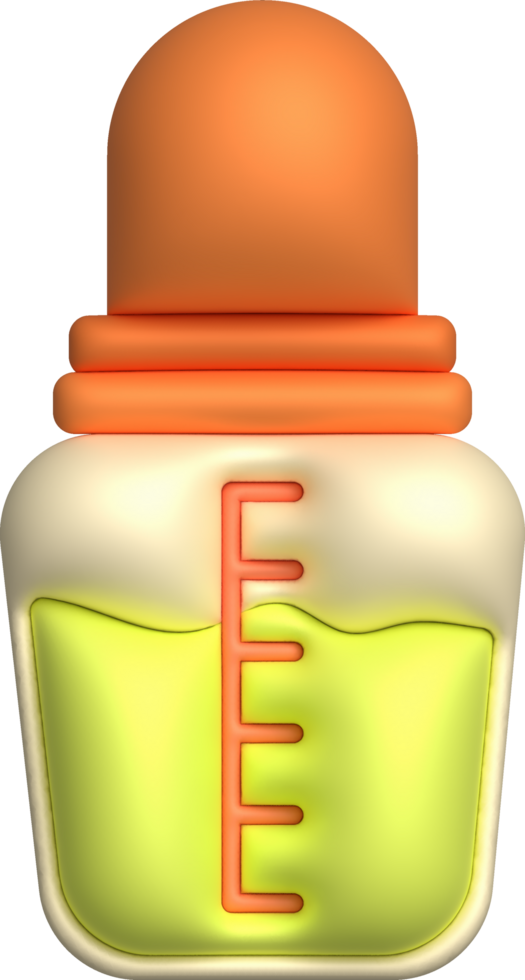 3D icon. Baby feeding bottle. Nutrition in plastic container for newborn baby. png