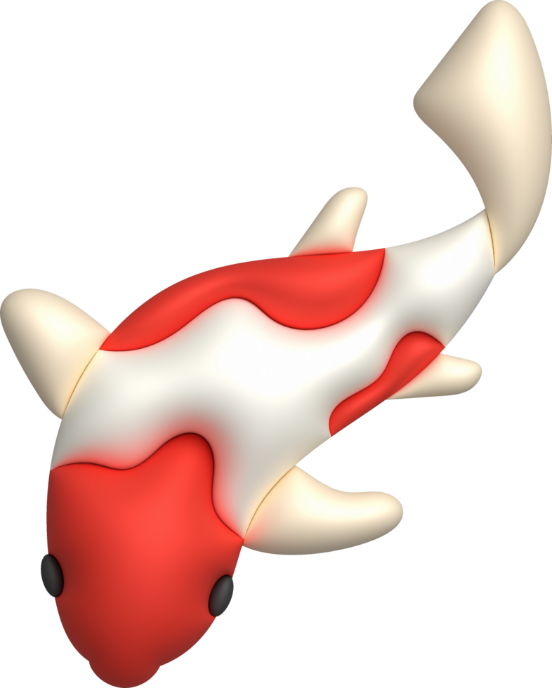 3d icon, colorful japanese koi fish, minimal style icon png