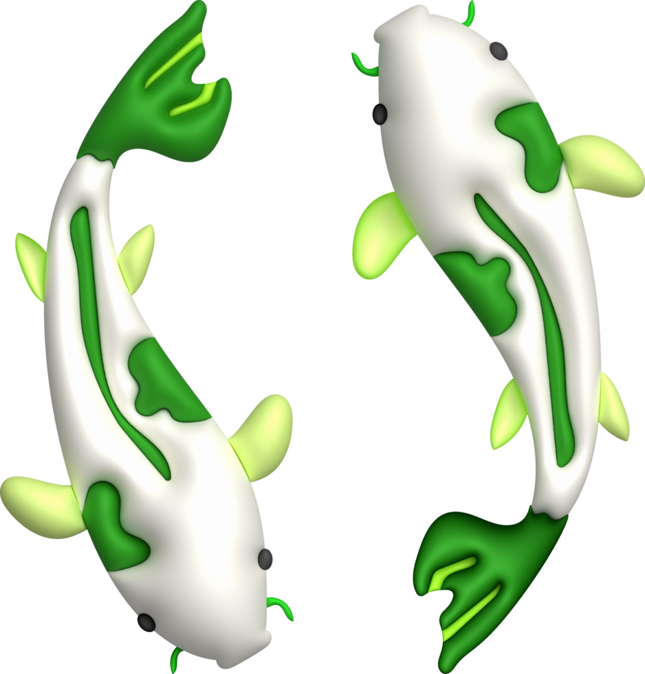 3d icon, colorful japanese koi fish, minimal style icon png