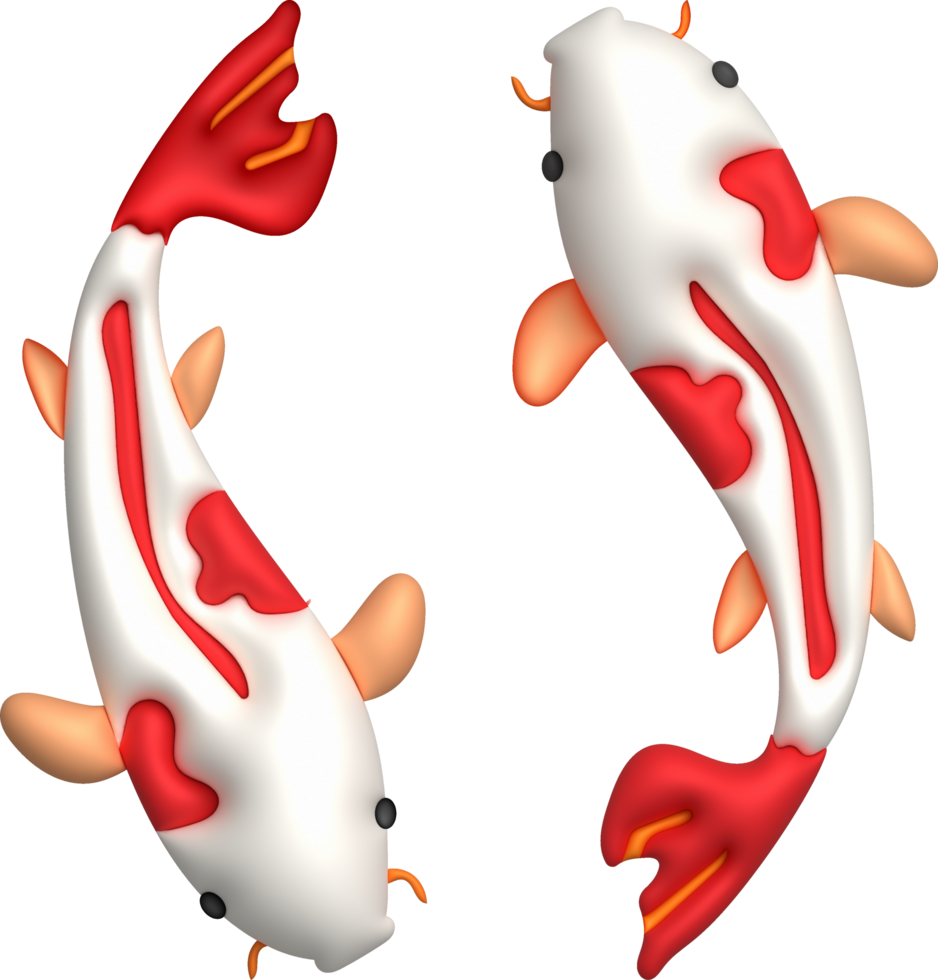 3d icon, colorful japanese koi fish, minimal style icon png