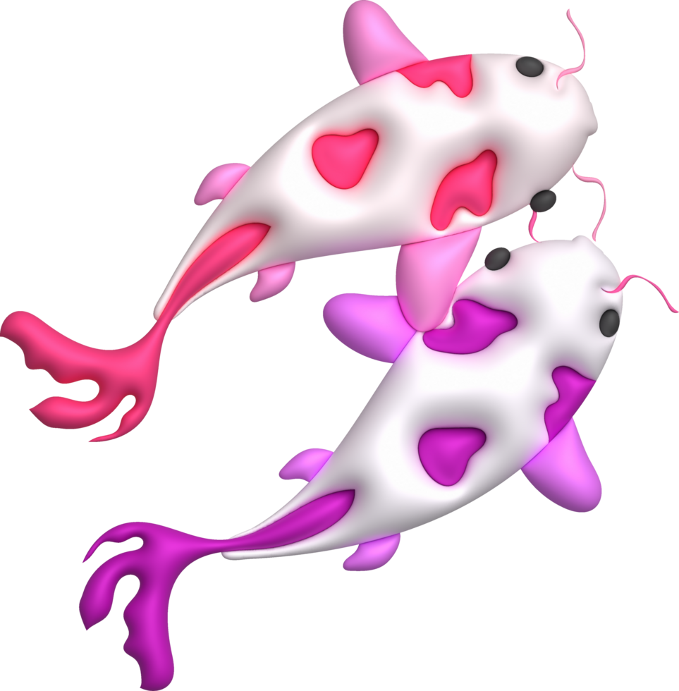 3d icon, colorful japanese koi fish, minimal style icon png