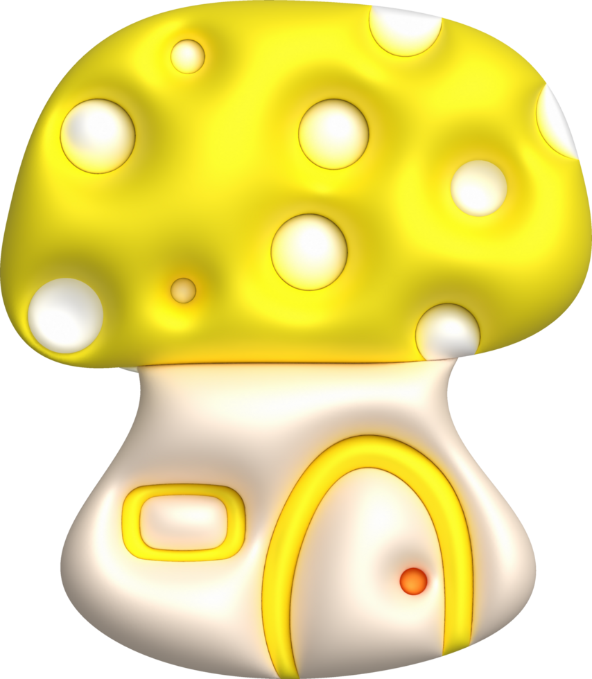 3d icon big mushroom house icon minimalistic style png