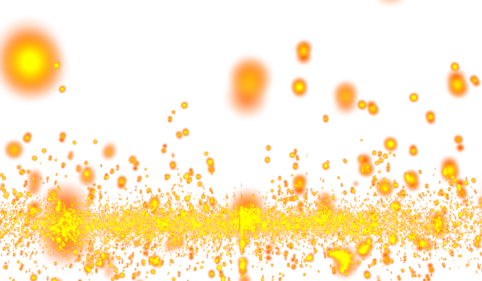 Digital technology abstract 3d orange-yellow light particles raining hits water waves png