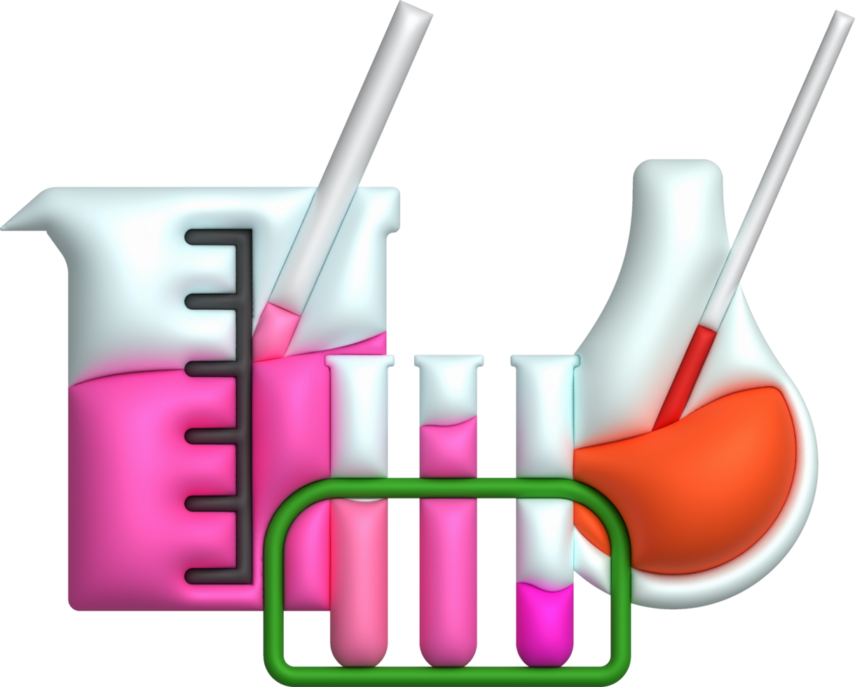 3d icoon. geïsoleerd fles of fles voor chemie. laboratorium glaswerk voor medisch of wetenschappelijk onderwijs .minimalistisch stijl pictogrammen png