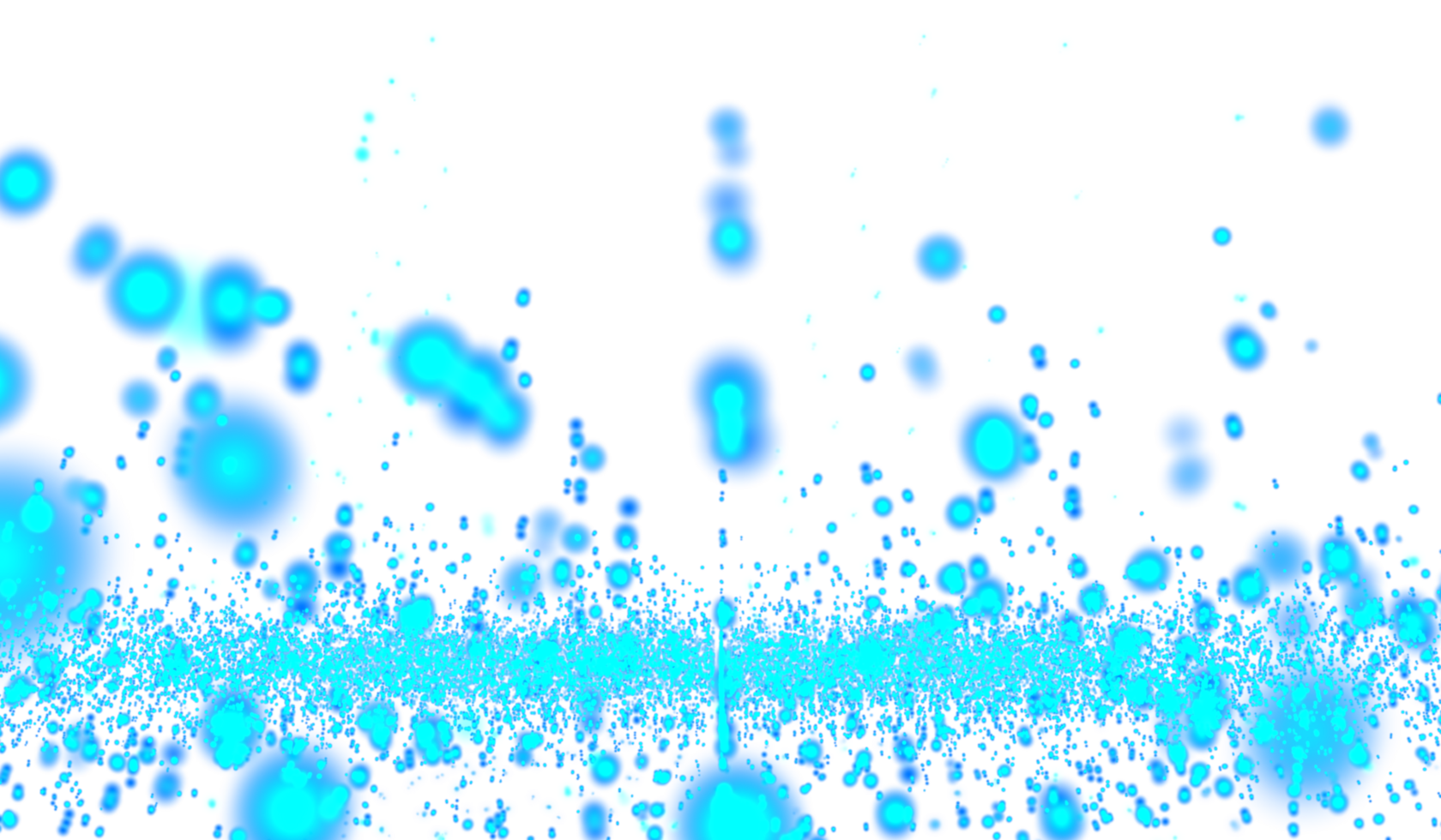 Digital technology abstract 3dblue light particles raining hits water waves png