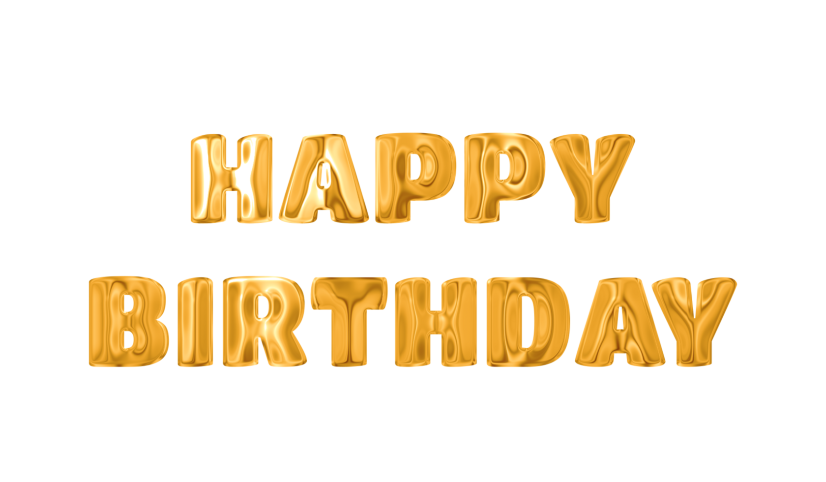 Text HAPPY BIRTHDAY golden 3d digital technology png