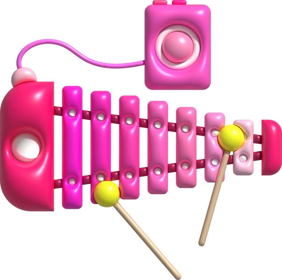 3d icon.Cute xylophone toy, music instrument for kids.Minimal style. png