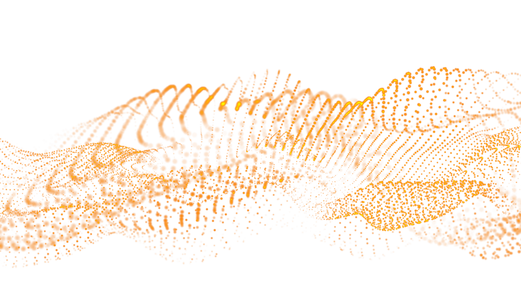 3D abstract digital technology orange light particles wave png