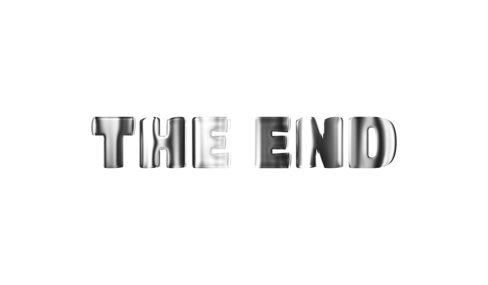 Text THE END silver 3D digital technology png