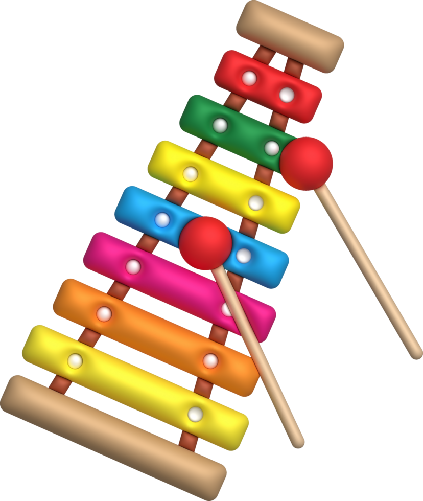 3d icon.Cute xylophone toy, music instrument for kids.Minimal style. png