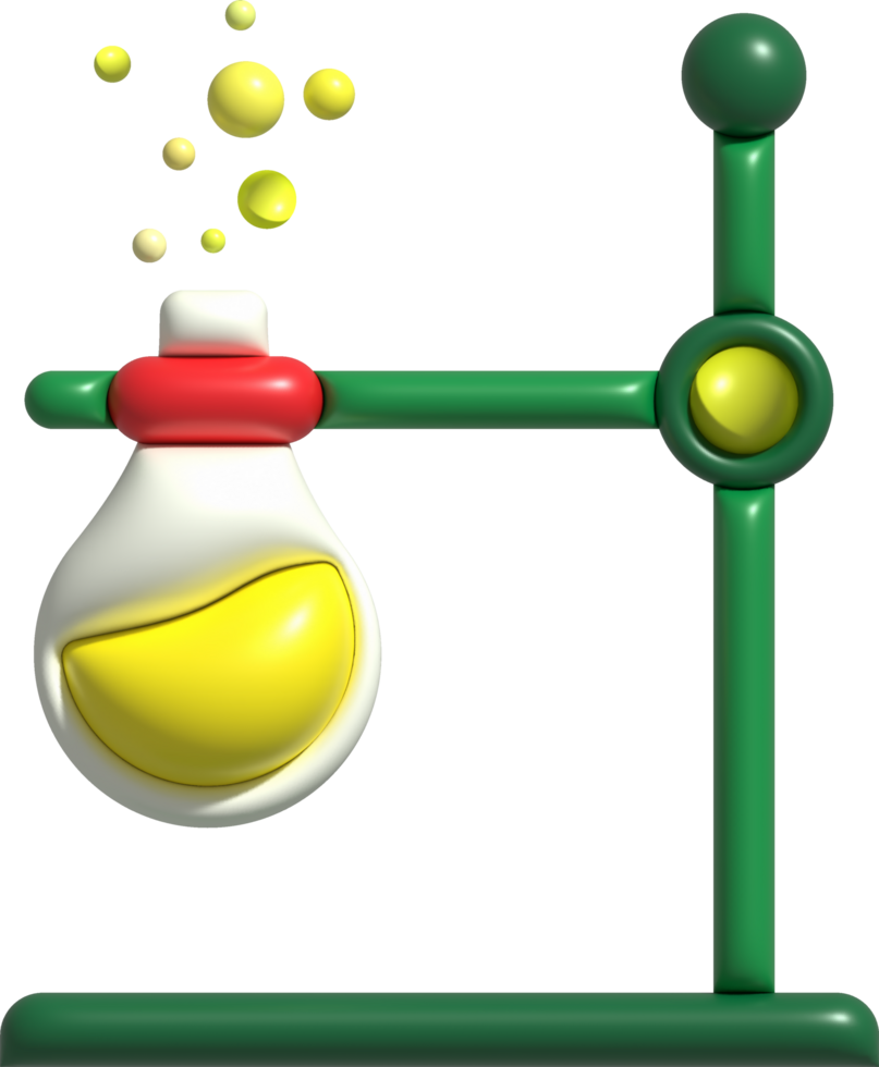 3d icône. isolé ballon ou ballon pour chimie. laboratoire verrerie pour médical ou scientifique éducation .minimaliste style Icônes png