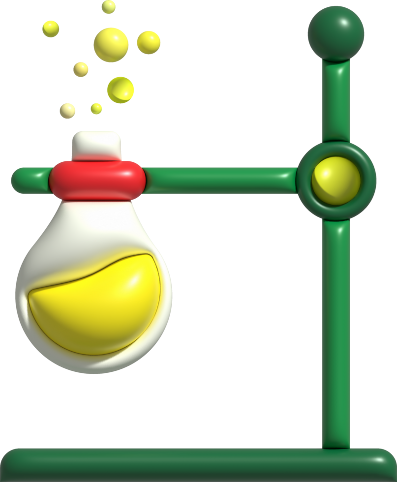 3D icon. Isolated flask or flask for chemistry. Laboratory glassware for medical or scientific education .Minimalist style icons png