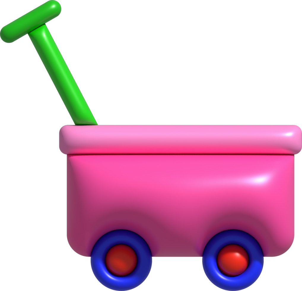 3D icon. Towable toy car. minimalist style illustration png