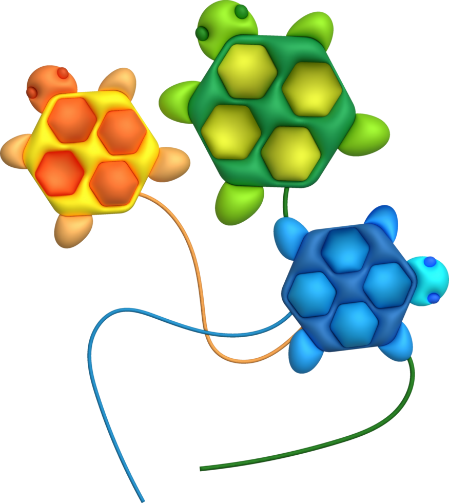 3d ícone. vôo uma tartaruga pipa e nuvens dentro a colorida céu. verão ícone. png