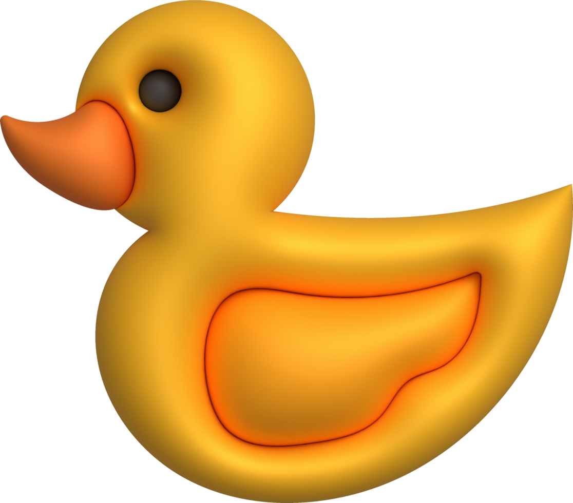 3d icon.Rubber duck or ducky bath toy flat. Cute rubber floating for children. png