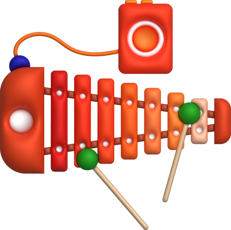 3d icon.Cute xylophone toy, music instrument for kids.Minimal style. png