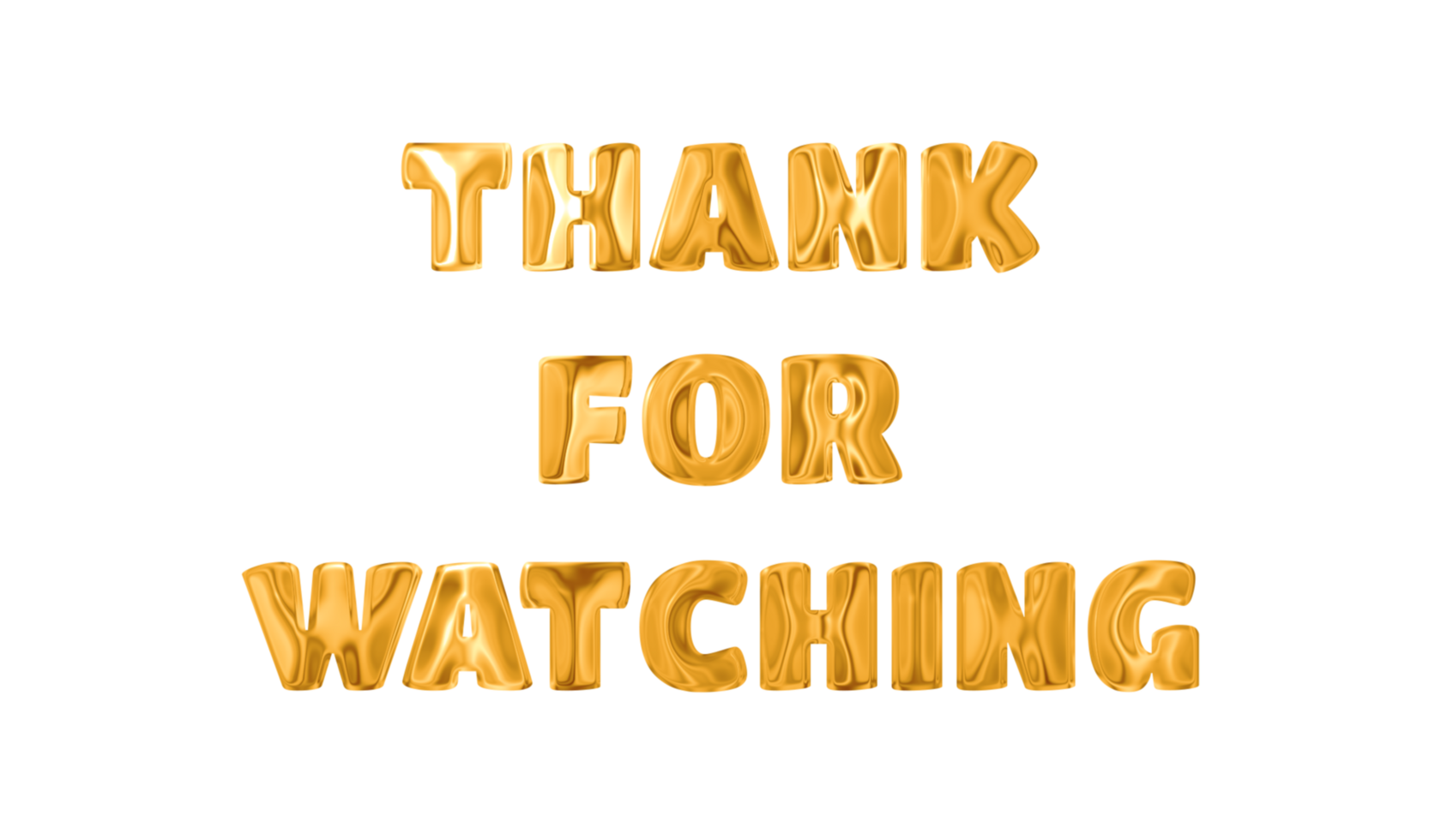 Text Thank for watching golden 3d digital technology png