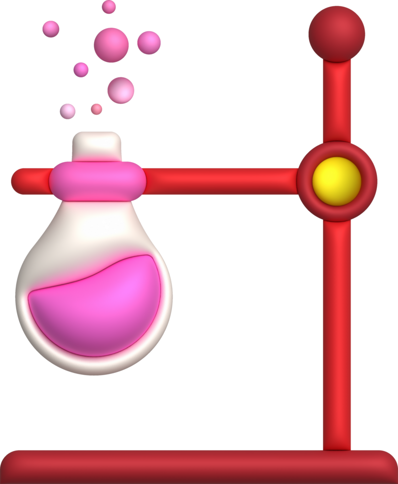 3d icona. isolato borraccia o borraccia per chimica. laboratorio cristalleria per medico o scientifico formazione scolastica .minimalista stile icone png