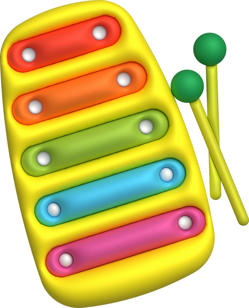 3d icon.Cute xylophone toy, music instrument for kids.Minimal style. png