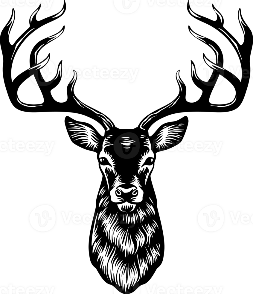 Deer Head Silhouette PNG Illustration