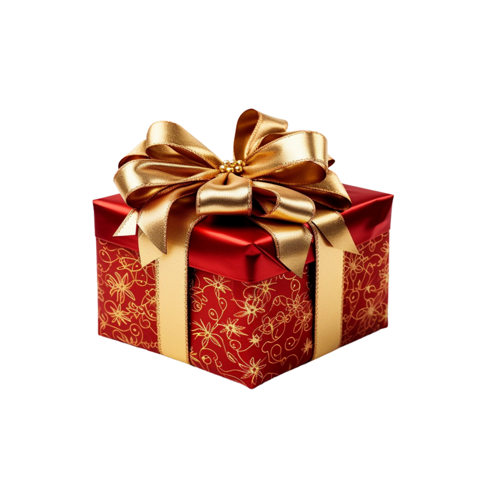 golden ribbon gift box PNG