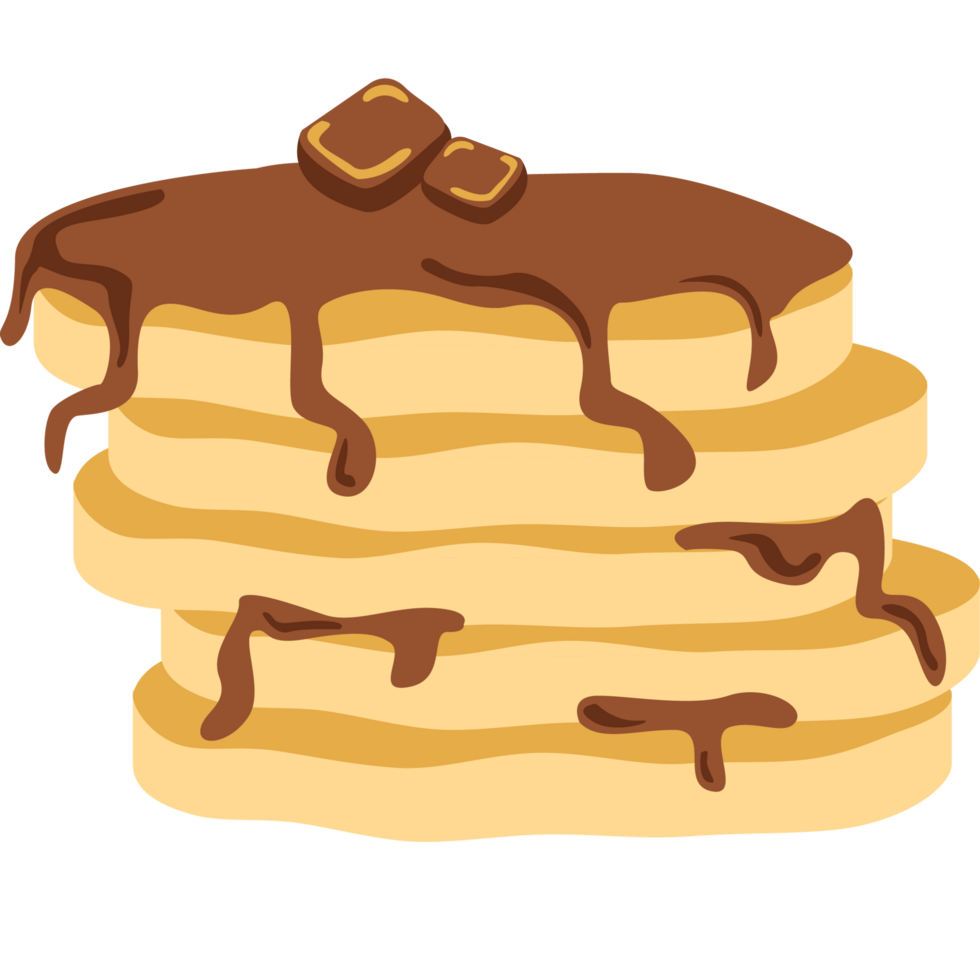 panqueques con dulce pasteles con mantequilla y chocolate salsa. con Fresco fresas y vector frambuesas Pro vector png