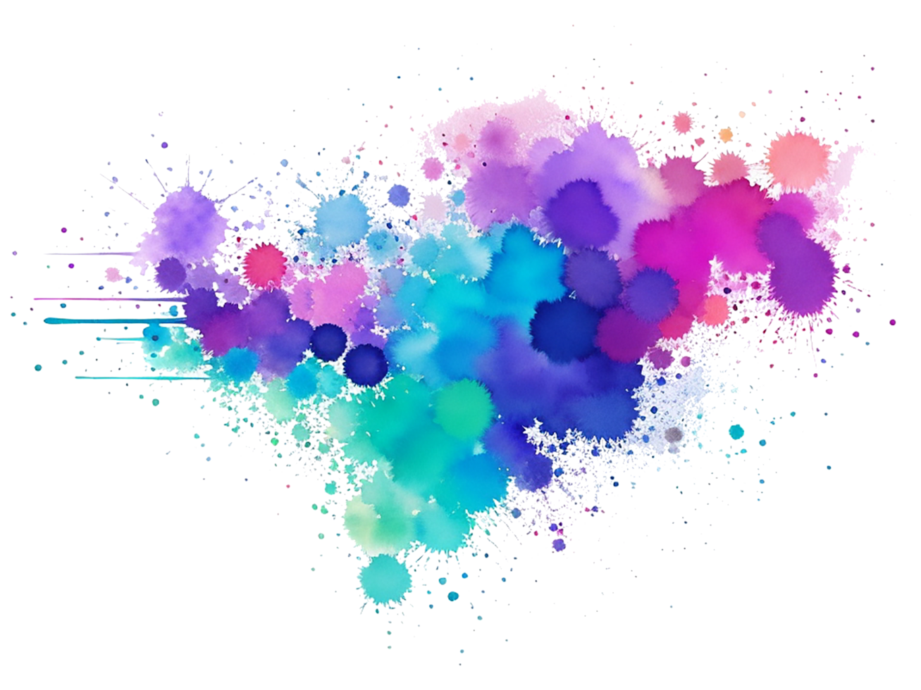 Colorful abstract splashes and stains watercolor png with isolated scarlet spot