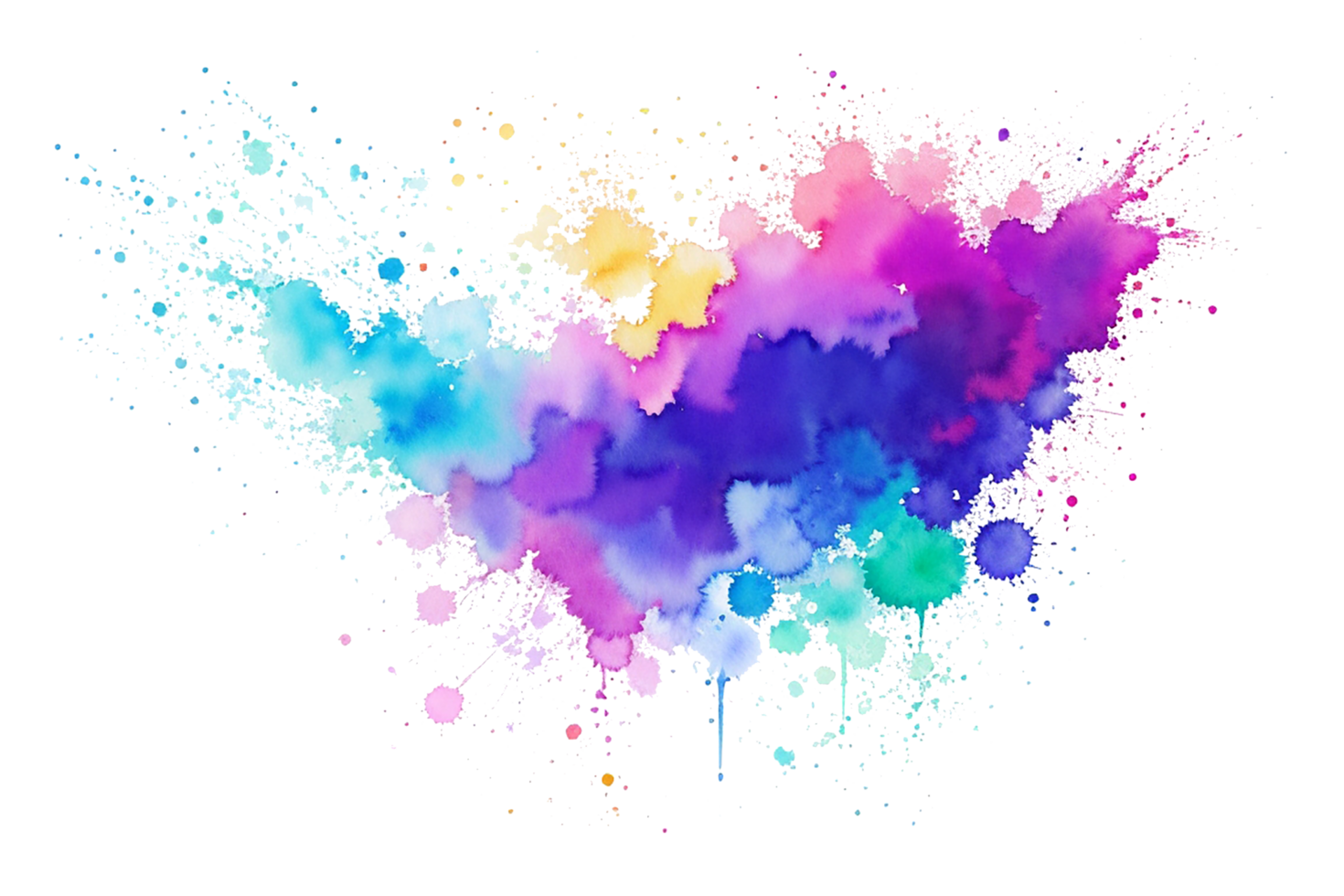 Watercolor stain with splashes and stains png