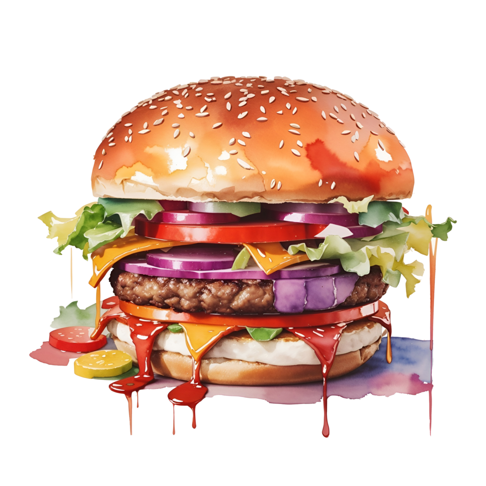 waterverf Hamburger kaas wijnoogst clip art png